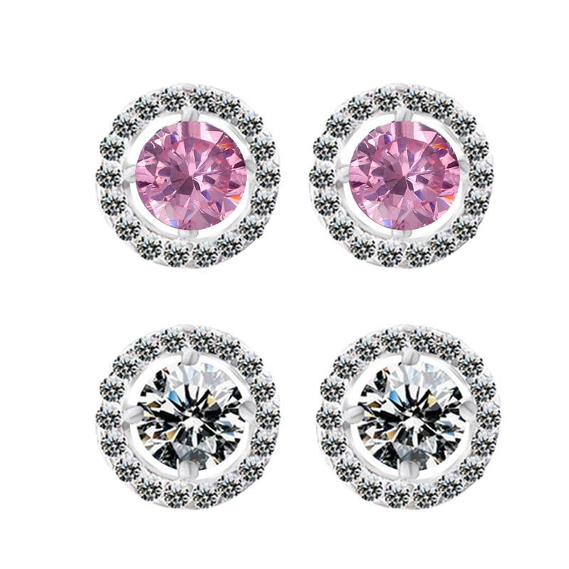 Fashion Luxury 925 Sterling Silver 6mm Small Zircon Stud Earing Earrings for women christmas gift korean jewelry E232