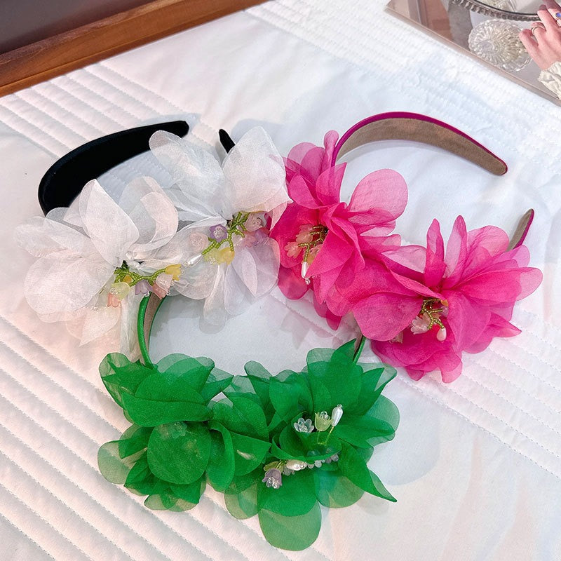 Fashionable handmade fabric crystal flower headband