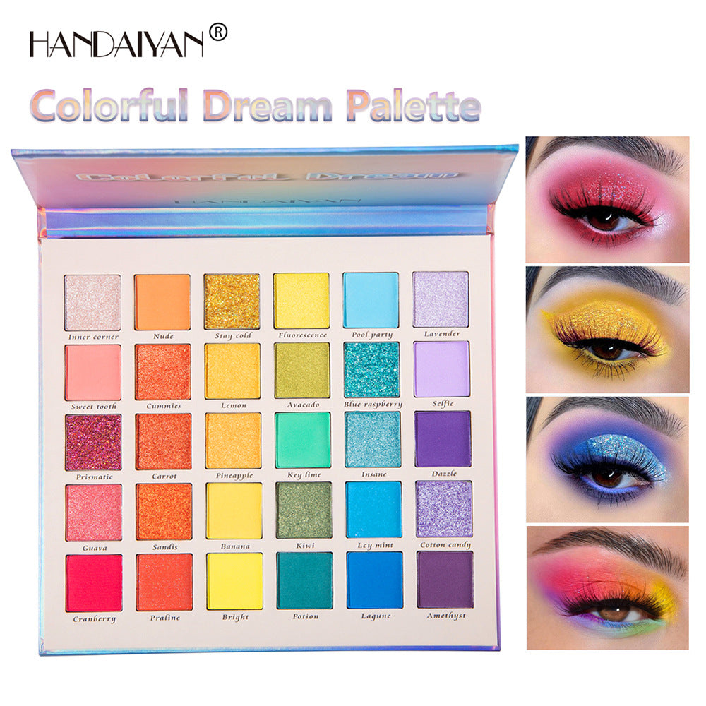 HANDAIYAN New 30 Color Pearlescent Matte Glitter Eyeshadow Palette Cross-border Makeup Fantasy Rainbow Palette