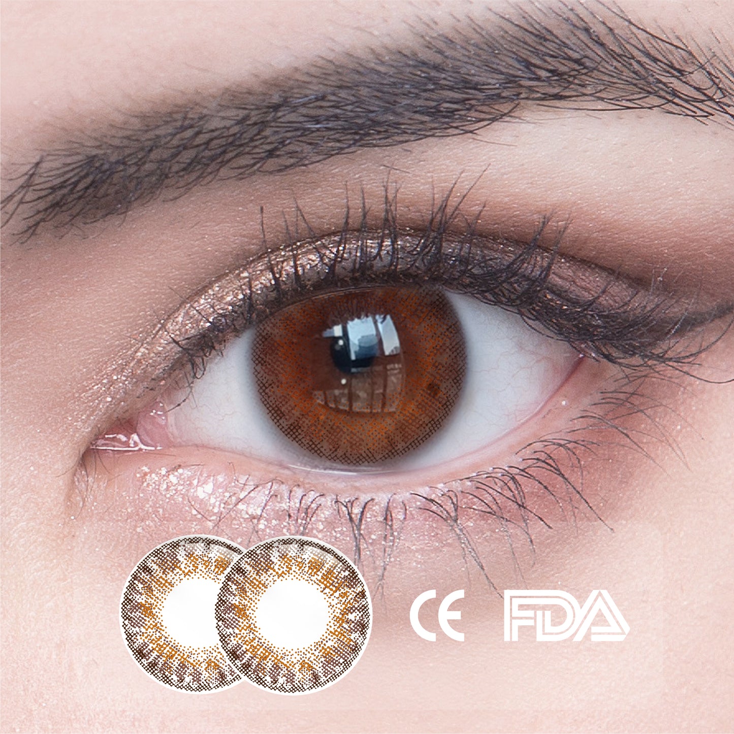 1Pcs FDA Certificate Eyes Beautiful Pupil Colorful Girl Cosplay Contact Lenses Brown(0-600Â°ï¼‰