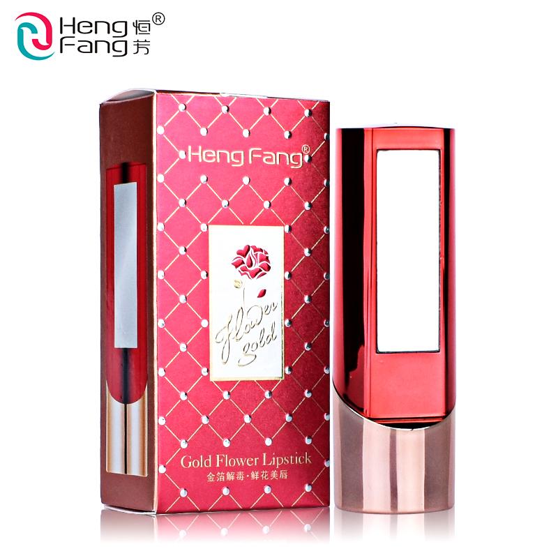 Gold Flower Lipstick 3 Fruit Flavors Temperature changed Lip Balm Moisturizer Lips 3.5g Makeup Brand HengFang #H9302