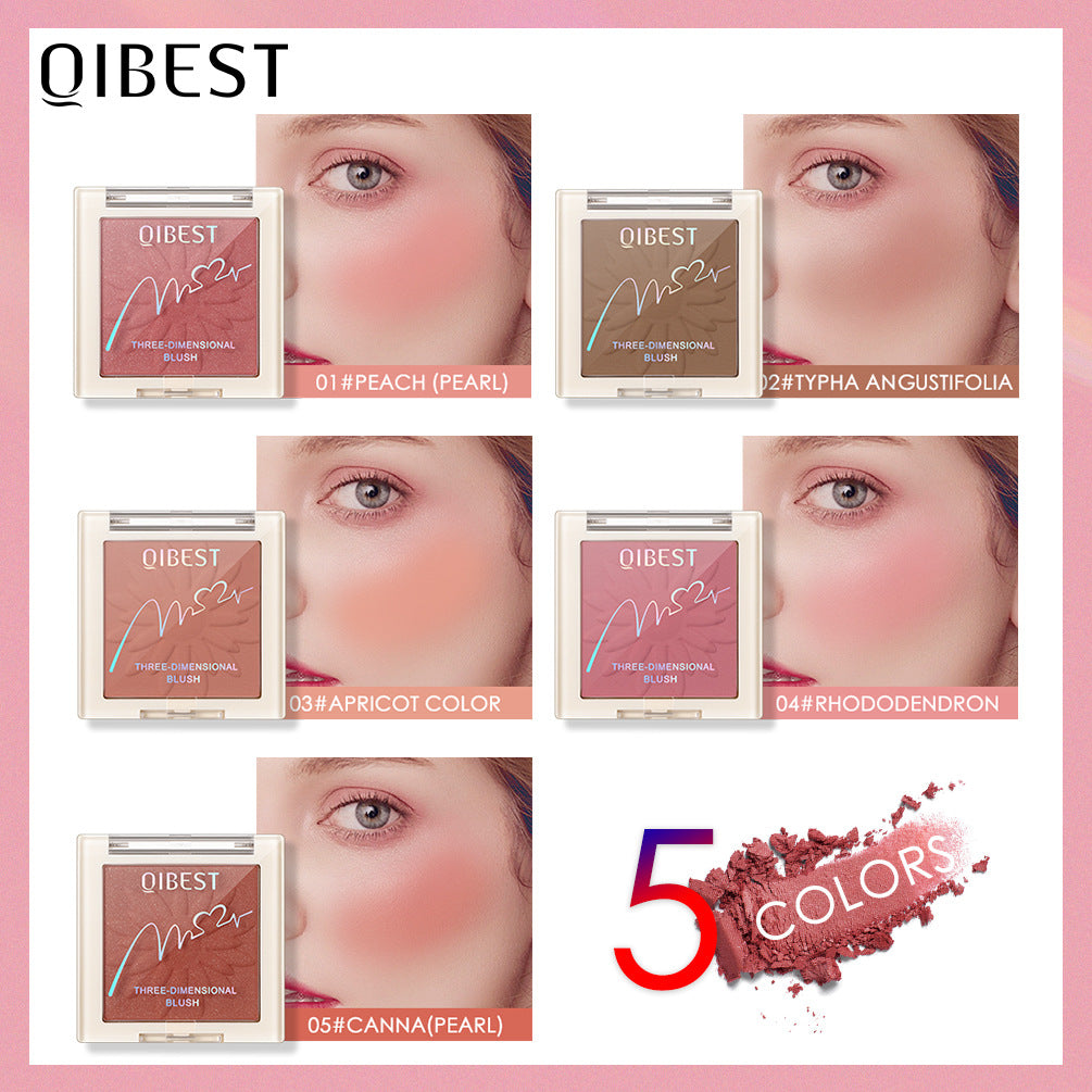QIBEST Blush Powder Natural Repairing One Rouge Powder Is Not Easy To Take Off Makeup Matte Pearlescent Blush Powder