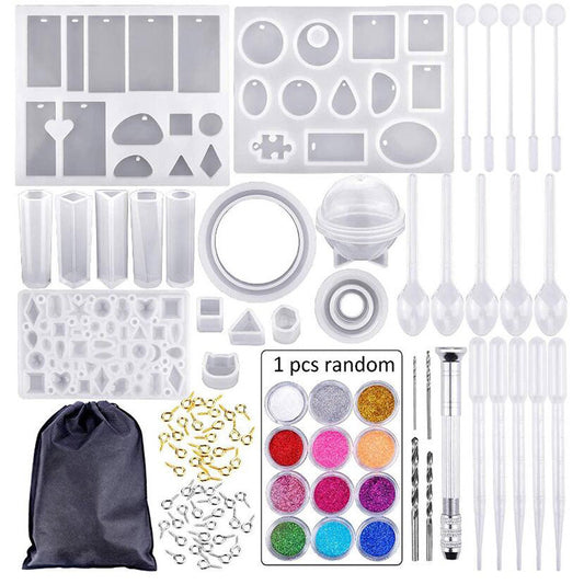 Set mold 83 pieces of DIY crystal Epoxy tool set Bracelet pendant jewelry silicone mold combination with drill