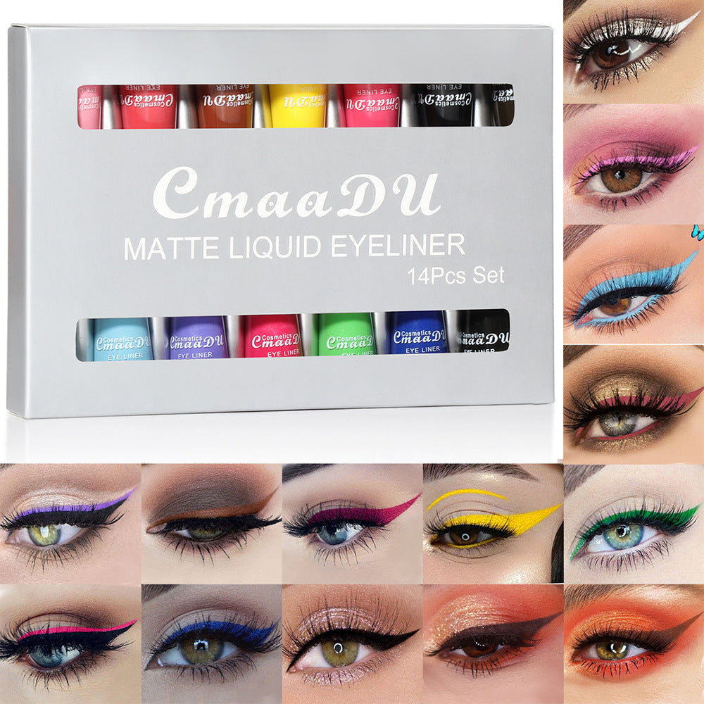 CmaaDu 14 color liquid eyeliner set matte  quick drying  long lasting  no smudge