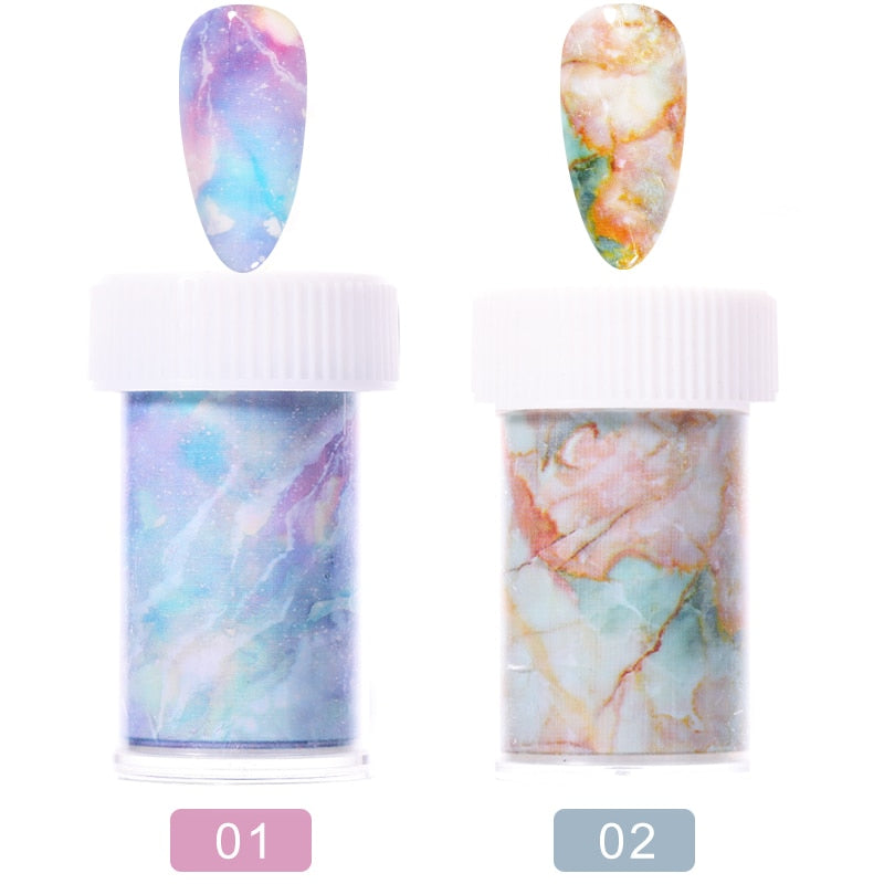 Pink Gold Sliver Nail Foils Sparkly Sky Glitter Marble Nail Art Transfer Stickers Slider Paper Nail Art Manicures Decoration