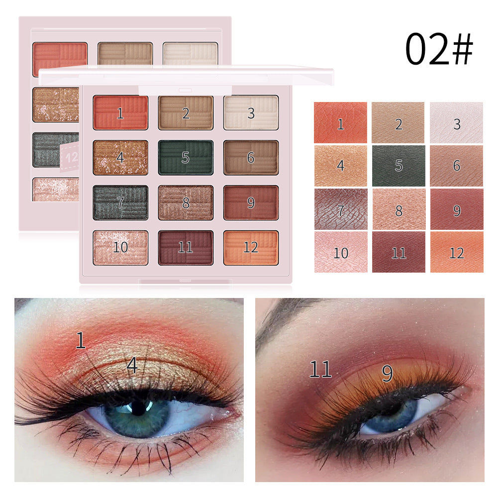 Romantic Beauty 12 Color Eye Shadow Multi Color Eye Brightening Lasting Modification Waterproof Pearl Eye Shadow Plate