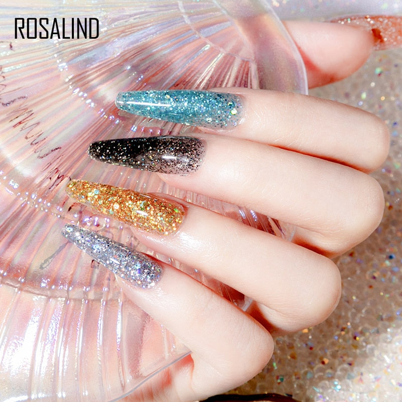 ROSALIND Glitter Poly Nail Gel Extension 15ml Gel Polish All For Manicure Poly Builder Gel Semi Permanent Soak Off Nail Art