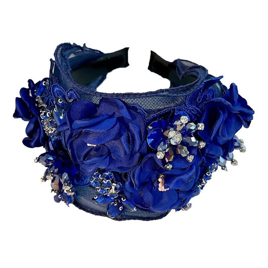 Fabric Flower Heavy Industry Wide Edge Crystal Super Immortal Women's Headband Headwear