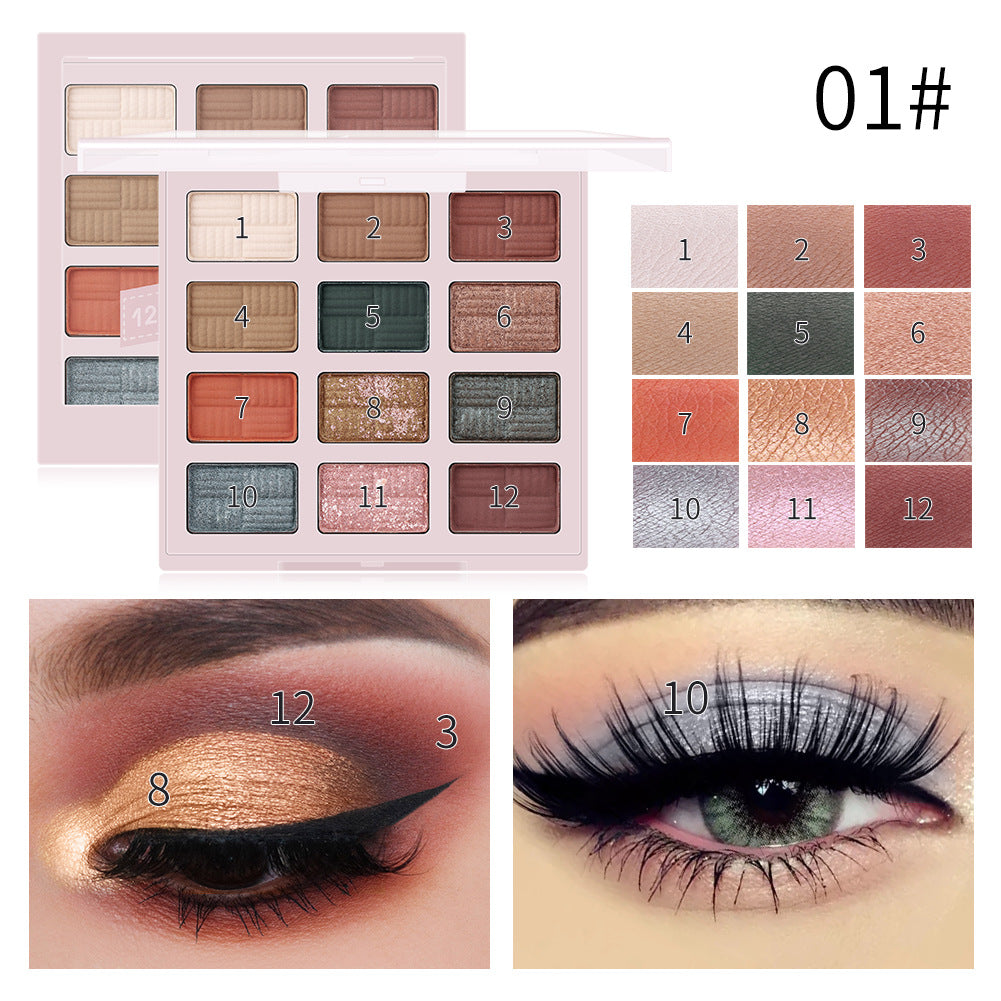 Romantic Beauty 12 Color Eye Shadow Multi Color Eye Brightening Lasting Modification Waterproof Pearl Eye Shadow Plate