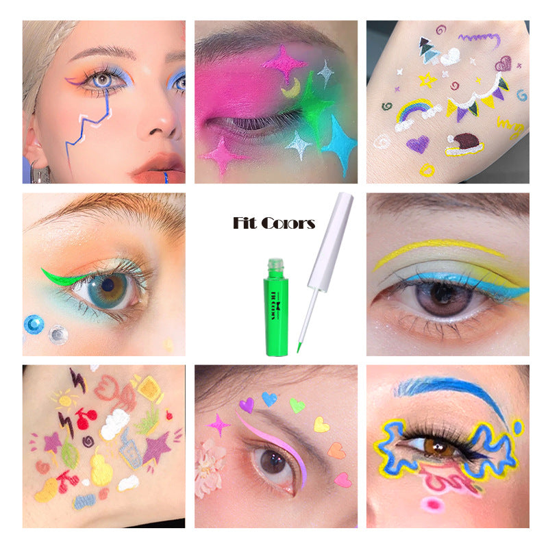 Fit Colors Fluorescent Luminous Color Eyeliner Rainbow Painted Graffiti Waterproof Quick Drying Eyeliner