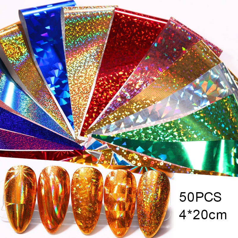 Pink Gold Sliver Nail Foils Sparkly Sky Glitter Marble Nail Art Transfer Stickers Slider Paper Nail Art Manicures Decoration