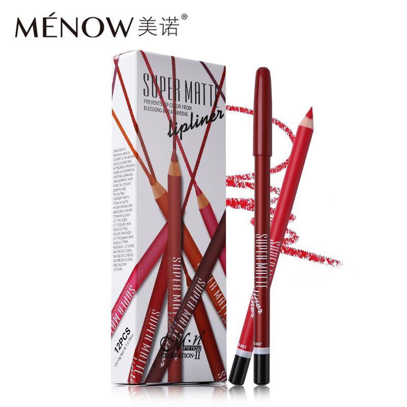 12pcs/box Menow Super Matte Lip Liner Set Lip Makeup Brand Pencils for Lips Lipliner Pen Waterproof