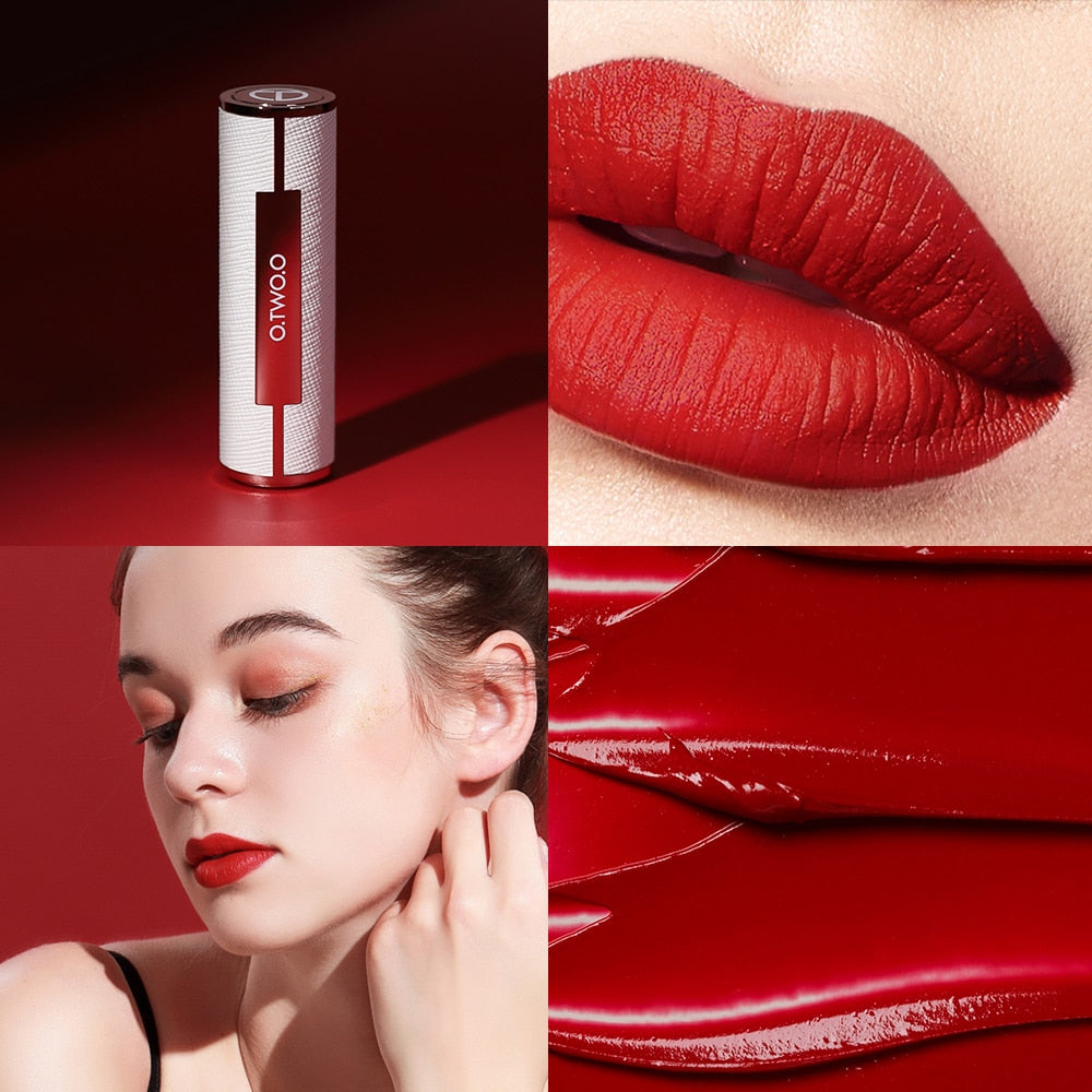 O.TWO.O Matte Lipstick Nude Brown Red Lips Makeup Velvet Silky Smooth Texture Long Lasting Waterproof Lip Stick 12 Colors