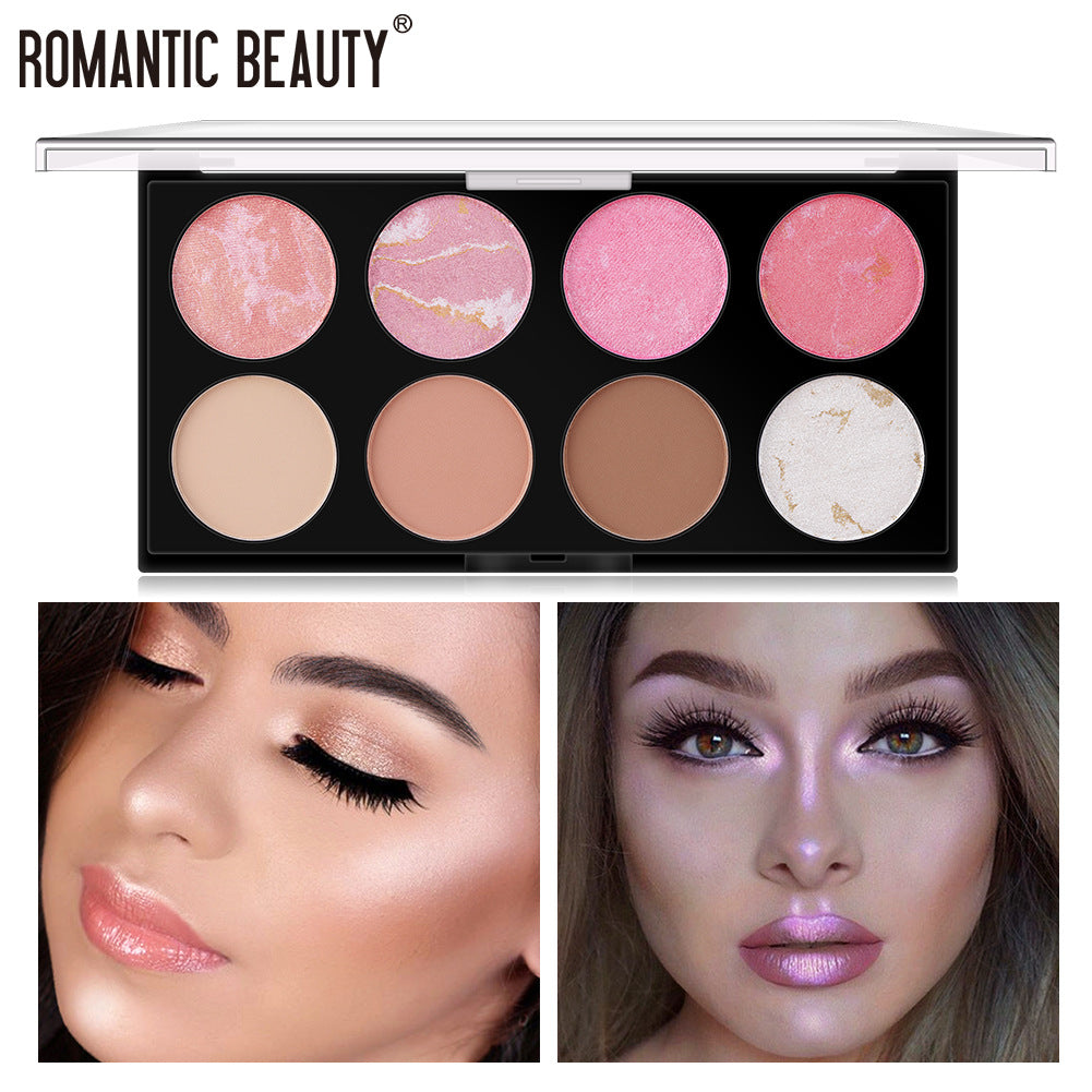 Romantic Beauty 8-Color Multi-Purpose Finishing Powder Long-Lasting Finishing Face Nose Pearl Matte Highlighting Powder