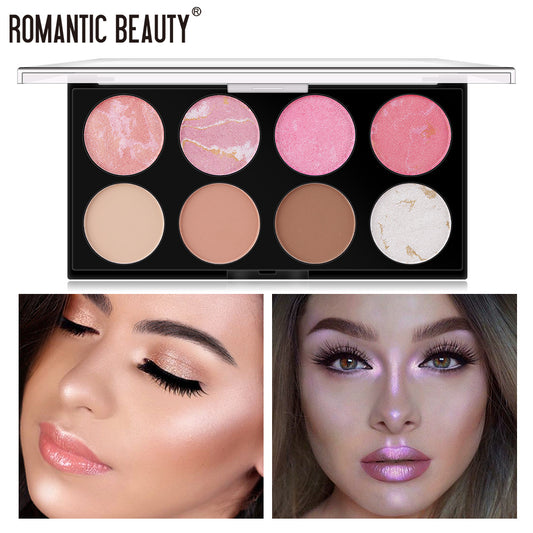 Romantic Beauty 8-Color Multi-Purpose Finishing Powder Long-Lasting Finishing Face Nose Pearl Matte Highlighting Powder