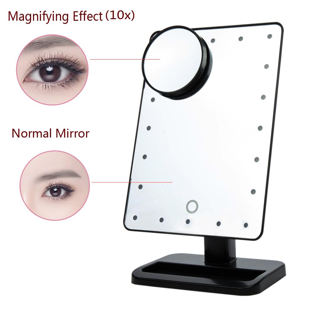 Adjustable 20/16 LEDs Lighted Makeup Mirror Touch Screen Portable Magnifying Vanity Tabletop Lamp Cosmetic Mirror