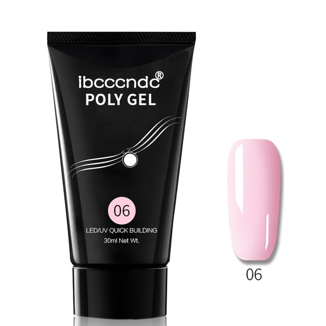 9 Colors 30g Nail Acrylic Hard Poly Gel Pink White Clear Crystal UV LED Builder Gel Tips Enhancement Quick Extension Gel Varnish