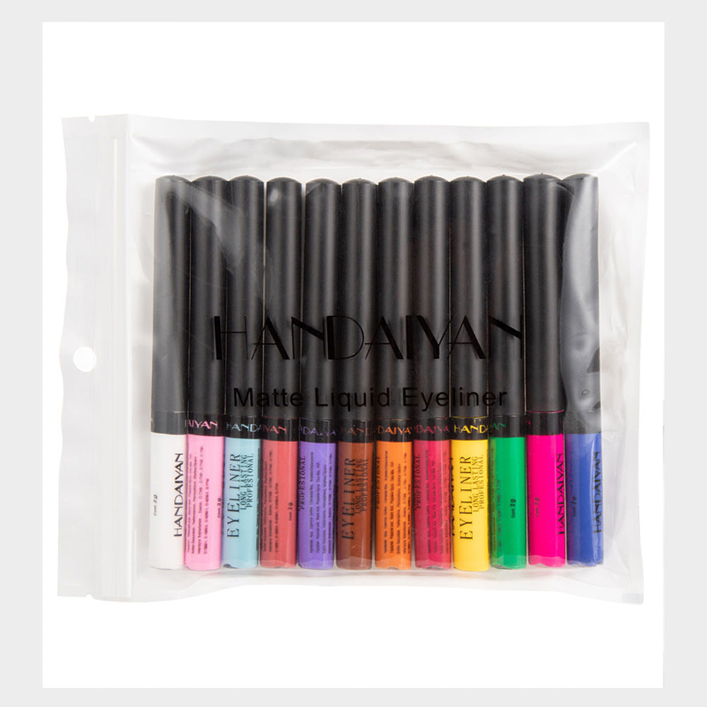 HANDAIYAN FDA Approved Color Matte Eyeliner Liquid Imitation Water 12-Pack