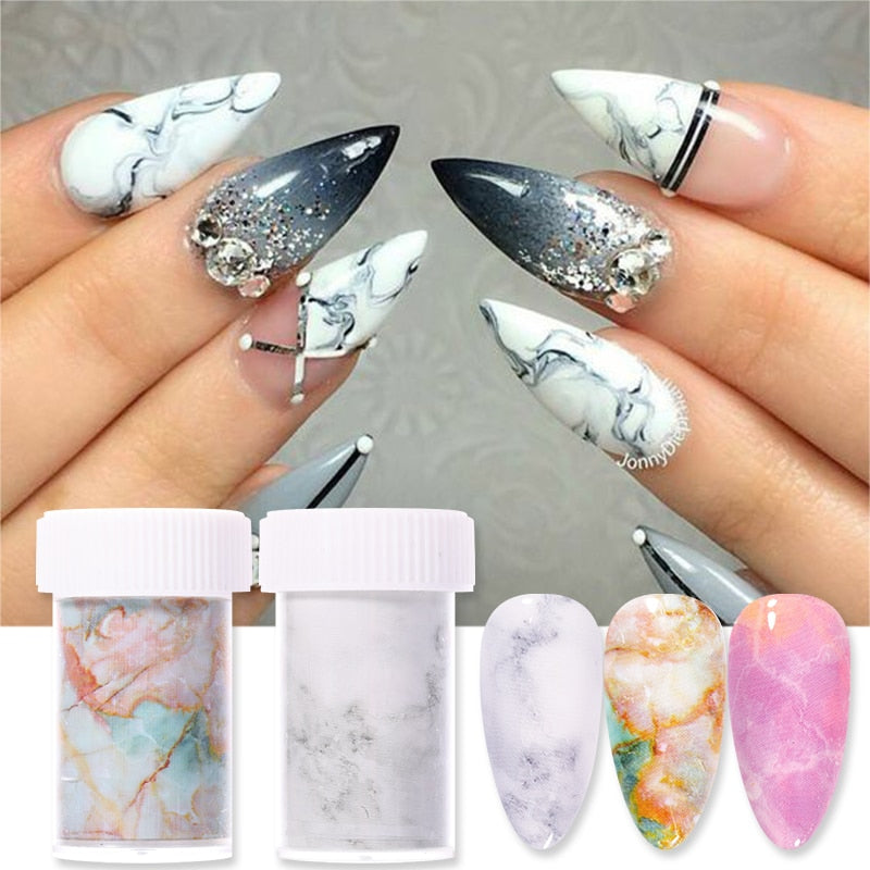 Pink Gold Sliver Nail Foils Sparkly Sky Glitter Marble Nail Art Transfer Stickers Slider Paper Nail Art Manicures Decoration