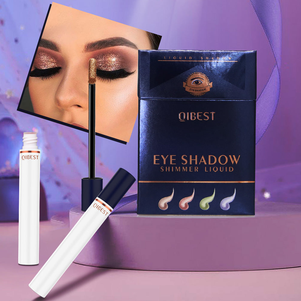 QIBEST Smoke Tube Eye Shadow Set Diamond Pearl Liquid Eye Shadow Shining Bright Eye Shadow Liquid