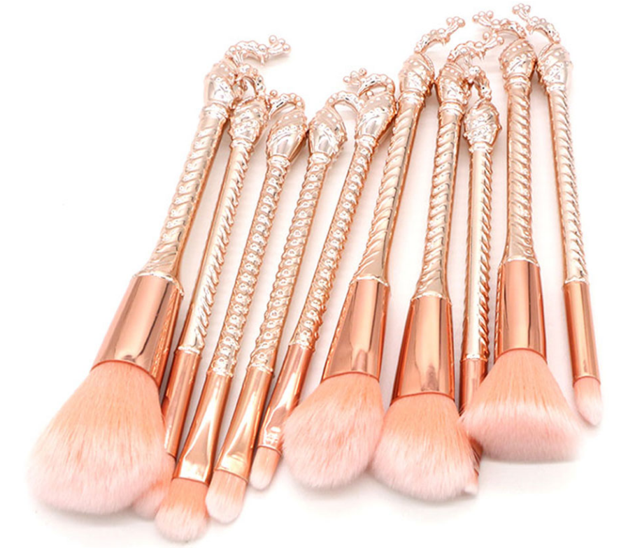 Peacock Mermaid Makeup Brush Set Foundation Poweder Fan Concealer Contour Eyeshadow Face Cosmetic Beauty Tool