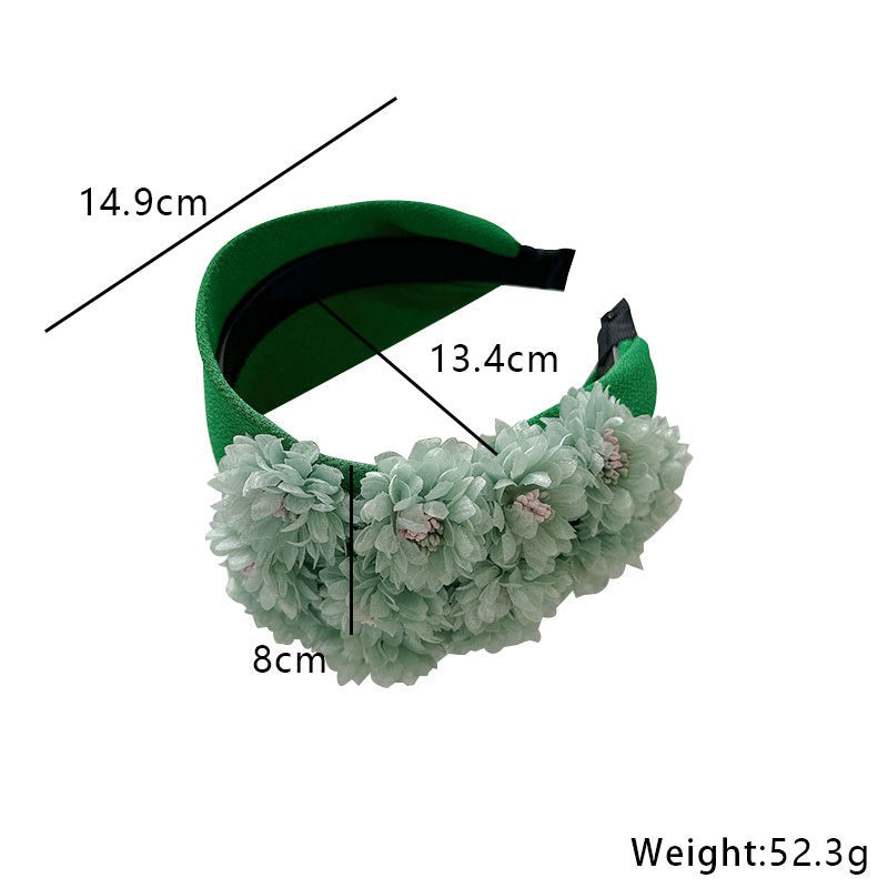 Flower series fashionable and exaggerated wide edge handmade fabric headband