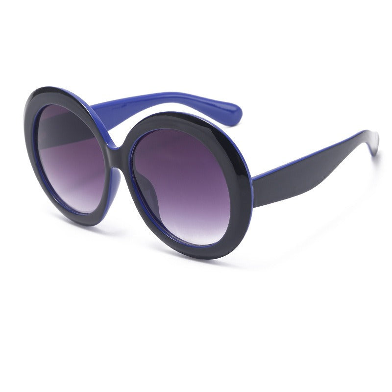 Personalized dual color sunglasses, fashionable circular large frame sunglasses for women