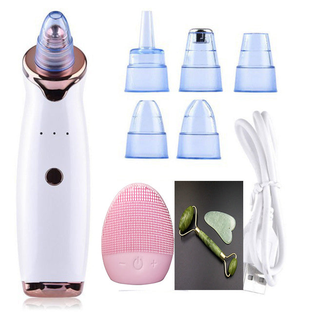 Blackhead Remover Skin Care Pore Vacuum Acne Pimple +USB Facial Cleansing Brush Mini Face Cleaner Silicone+Scratch