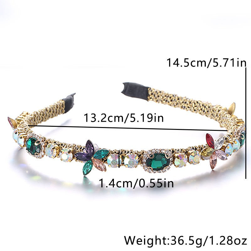 Crystal flower set with colorful glass diamond fine edge hair hoop