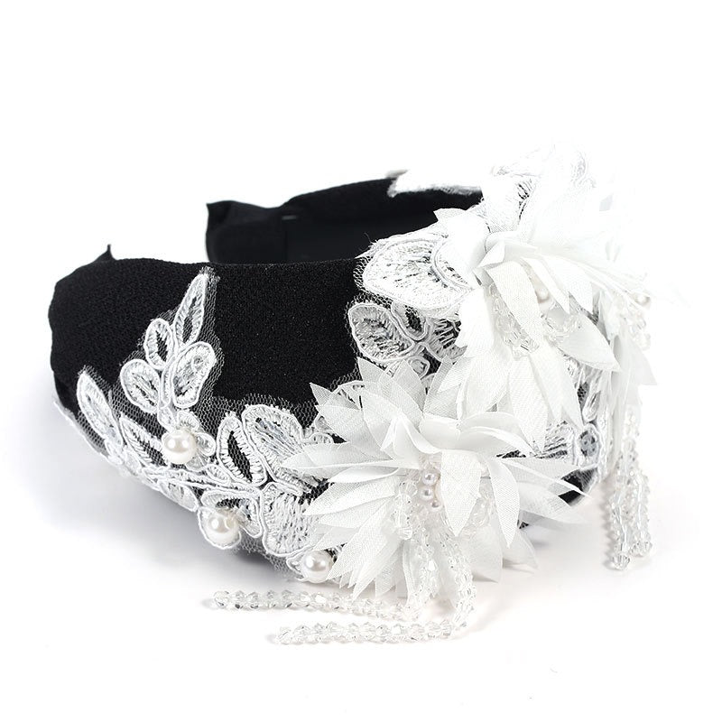 Fashionable handmade embroidery three-dimensional simulation crystal flower hair hoop