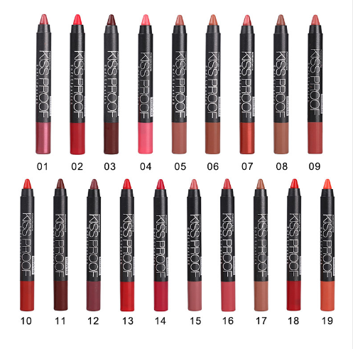 Menow 19 Color KISS PROOF Sexy Beauty Waterproof Lipstick Pen Lasting Do Not Fade Lipstick Gift 1Pcs Pencil Sharpener P13016