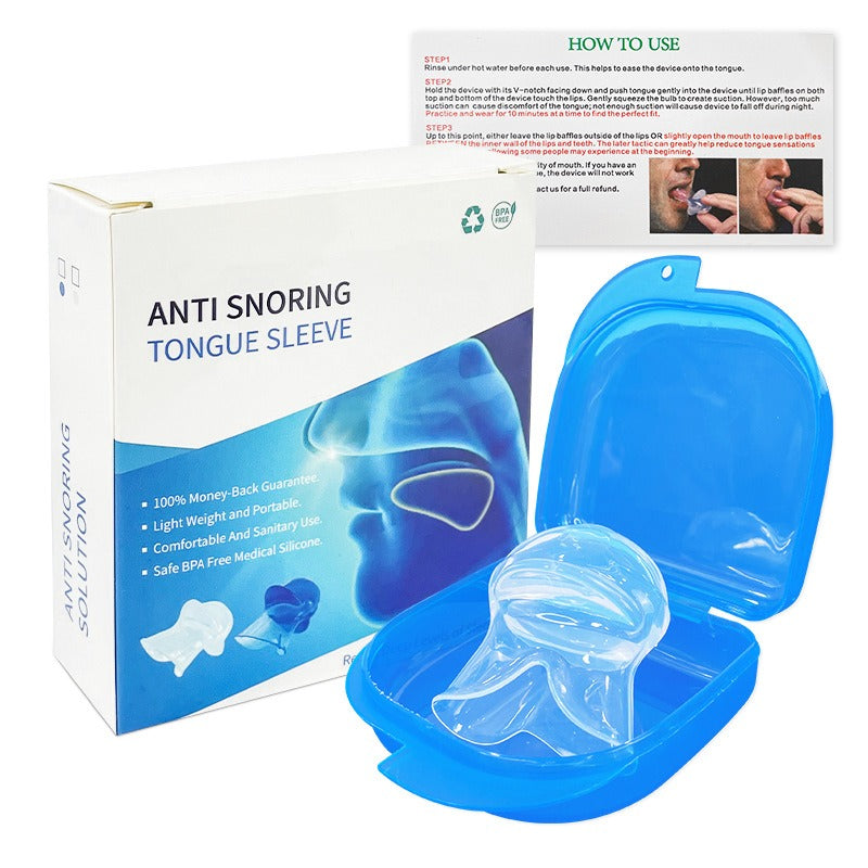 Anti snoring tongue sleeve device, anti snoring device, tongue silicone anti snoring respirator, sleep apparatus