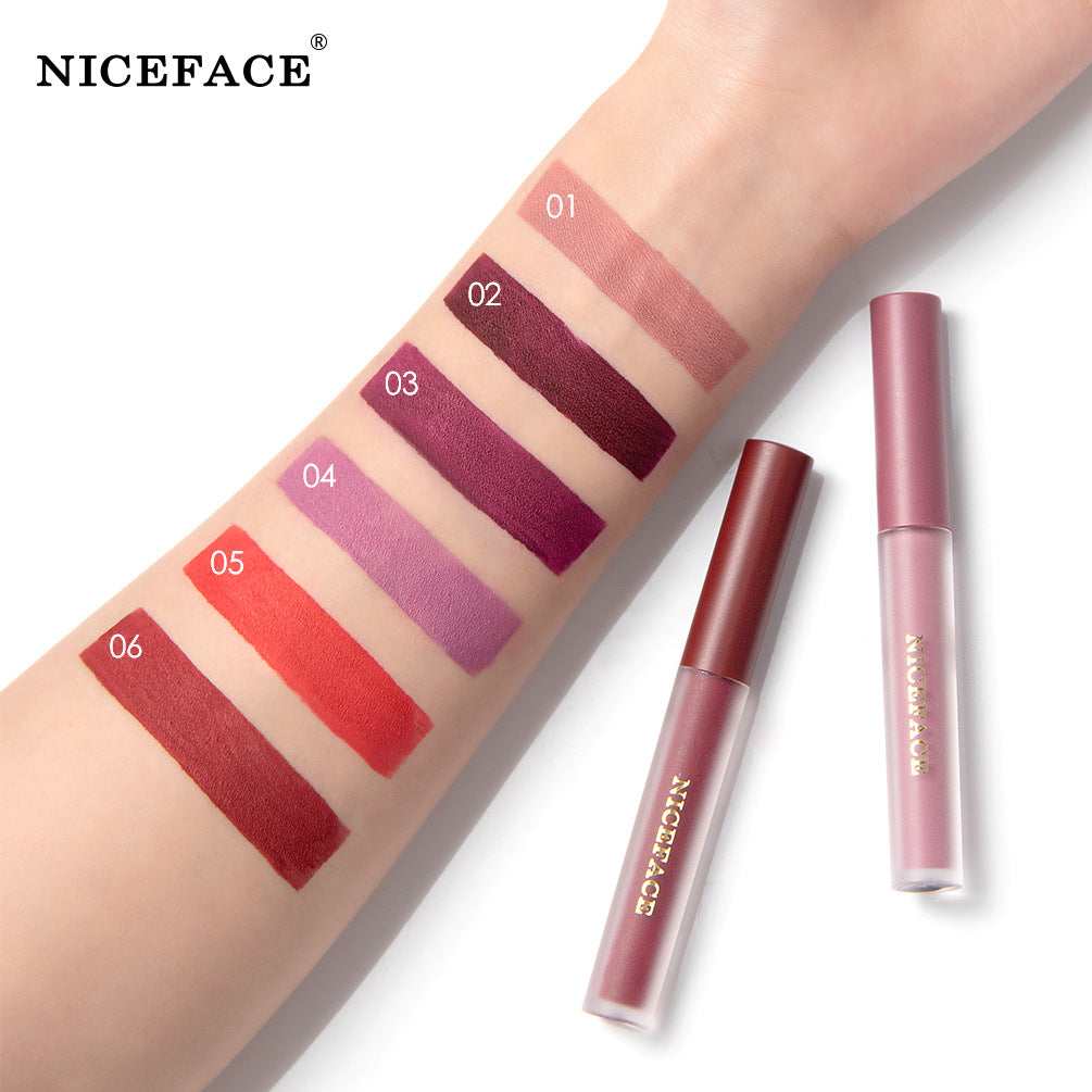 Niceface New Quality Lip Glaze Velvet Matte Lip Glaze Set Matte Non-Stick Cup Waterproof Makeup