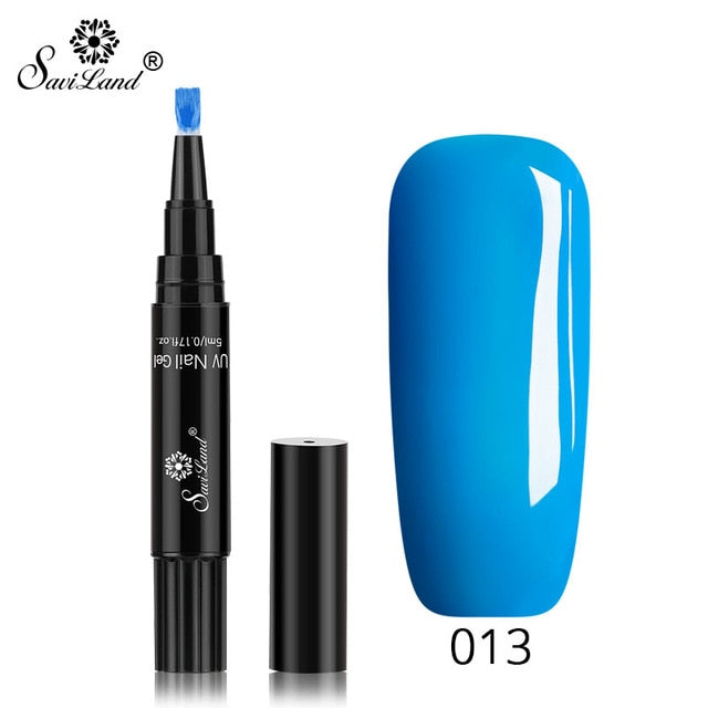Saviland Newest 3 In 1 Gel Nail Varnish Pen Glitter One Step Nail Art Gel Polish Hybrid 60 Colors Easy To Use UV Gel Lacquer