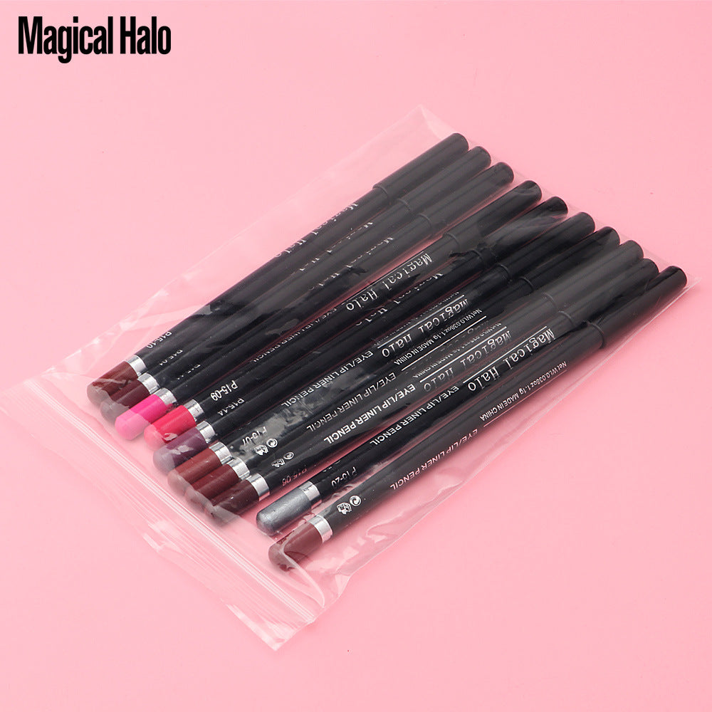 Magical Halo Easy To Color Lip Liner / Eyeliner 10 Colors Waterproof Lip Pencil That Lasts Makeup And Does Not Fade