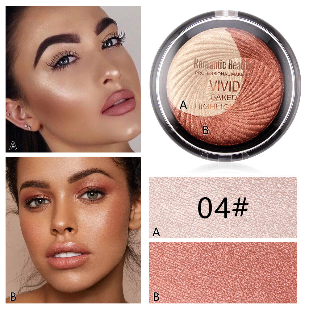 Romantic Beauty Two-Color Highlight Powder To Decorate The Face Pearl Light To Brighten The Lasting Highlight Powder