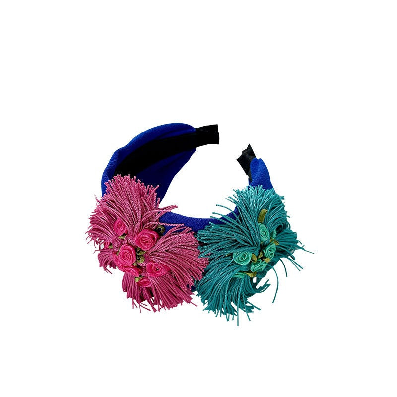 Handmade fabric flower wide exaggerated headband headwear