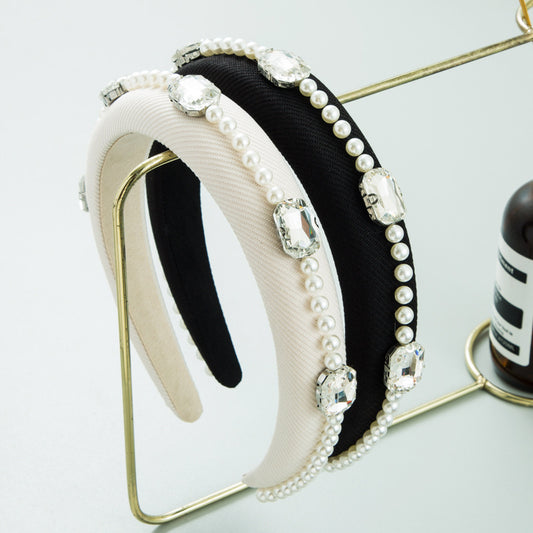 New Rhinestone Pearl Hair Adornment Femininity Light Luxury Net Red Hundred Band Head Accessories