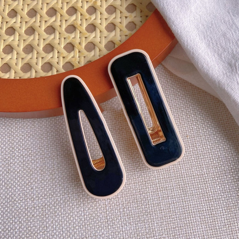 2pc New Kroean Elegant geometric Hairgrip Hair Clips for Girls Women Barrette Vintage Hairpin Crab Haircombs Hair Accessories