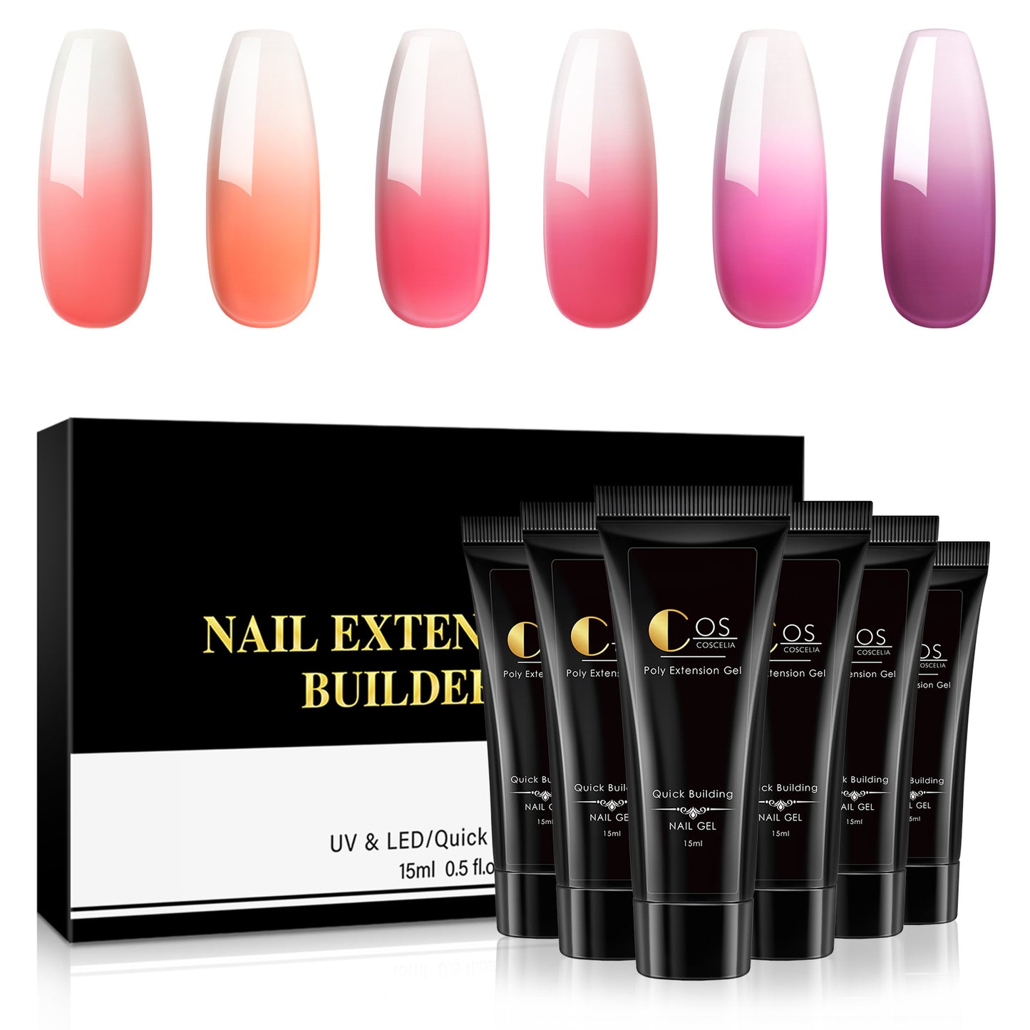 New 6 Color Gift Box With Temperature Change Gradient Extension Glue Nail Shop Manicure Painless Paper-Free Extension Glue