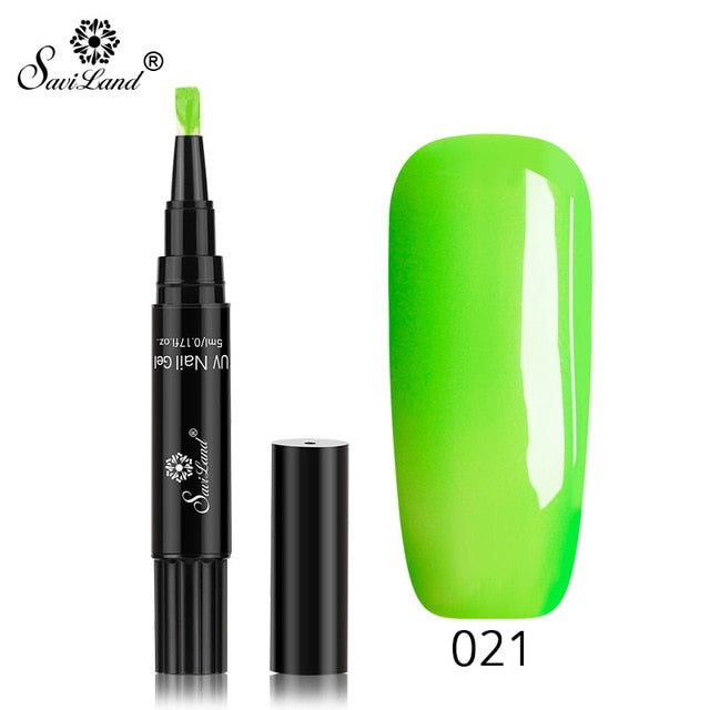 Saviland Newest 3 In 1 Gel Nail Varnish Pen Glitter One Step Nail Art Gel Polish Hybrid 60 Colors Easy To Use UV Gel Lacquer