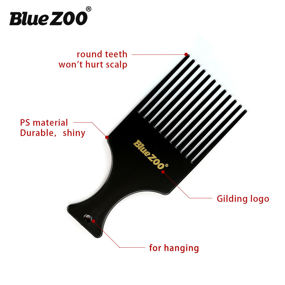 Thin Black Tough Blue ZOO Men's Retro Oil Head Big Back Mohawk Modeling Airplane Head Stylist Comb