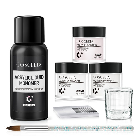 COSCELIA Crystal Powder 30ml Crystal Liquid Set Carved Extended Nail Art Beginner Crystal Nail Set