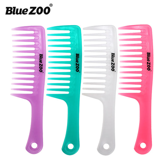 4 Colors Blue ZOO Candy Color Straight Handle Large Size Wide Tooth Comb Curling Comb Hairdressing Comb