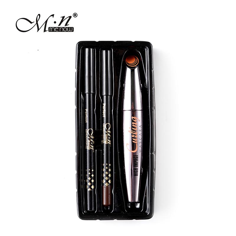 M.n Menow Mascara with 2pcs Eyebrow Pencil Longwearing Cosmetics 3D Fiber Lashes Lengthening