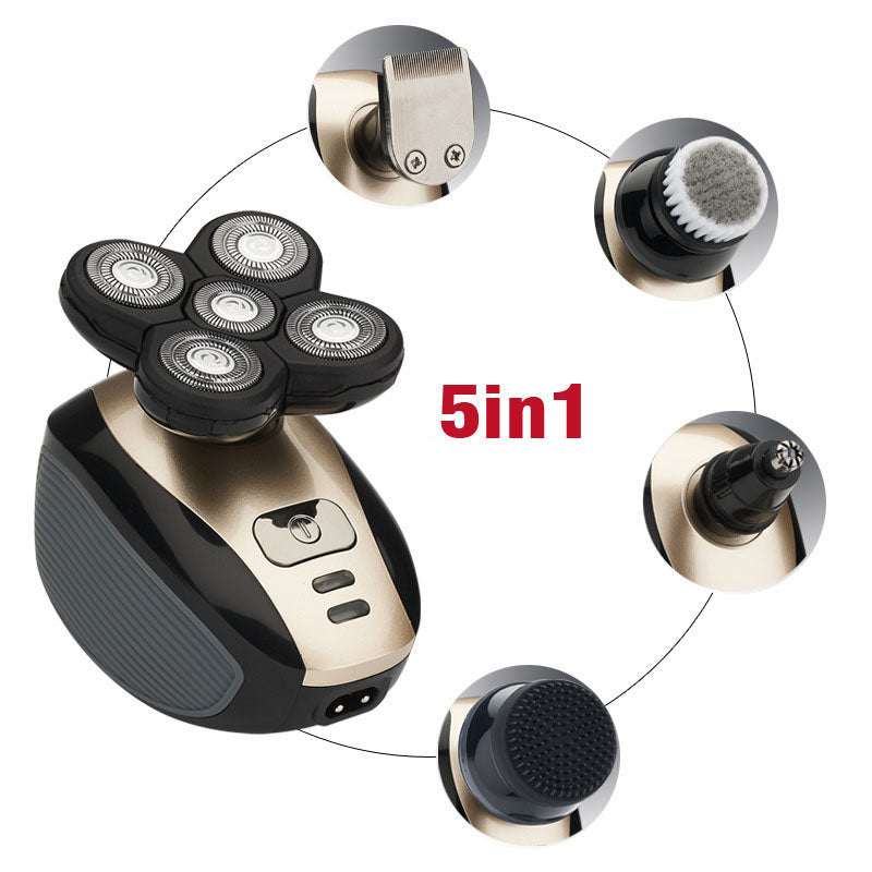 Multifunctional 5-Head Shaver Rechargeable Razor Water Washing Bald Head Machine Five-In-One Razor