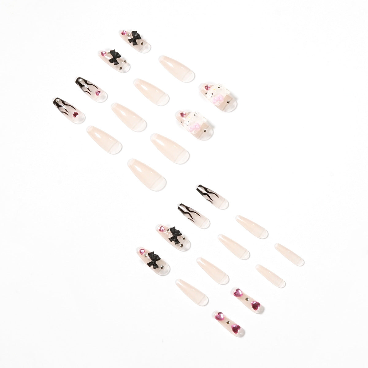 Girl Black Flame Y2K Style Wearing Nail Products Nail Patch Nail Patch Removable Nail Piece Fake Nail