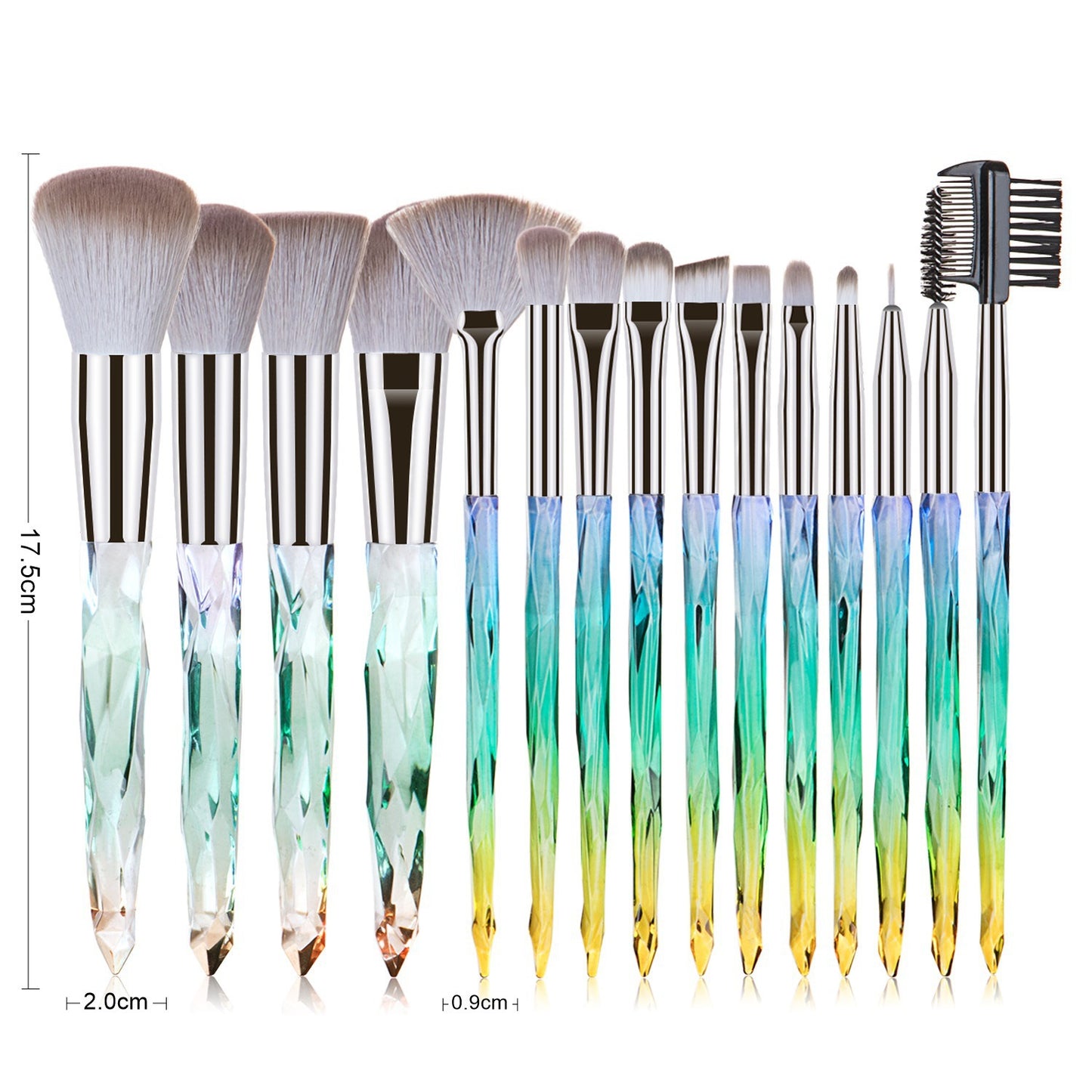 15 pcs Makeup Brushes Diamond Crystal Handle Makeup Tools Foundation Eyeshadow Brush
