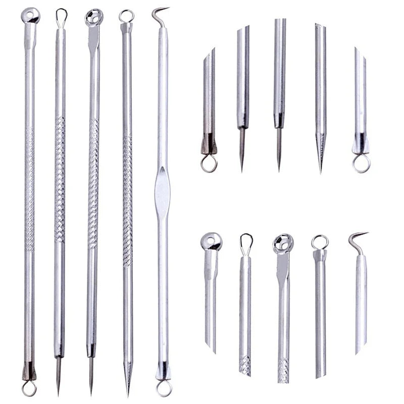 5pcs Women Beauty Pimple Blemish Comedone Acne Needle Extractor Remover Tools Needles Pimple Kit Makeup Tools