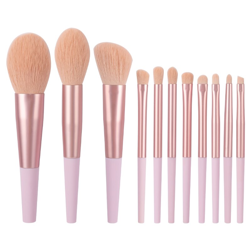 11pcs Long Tube Makeup Brushes Set Professional Natural Hair Powder Foundation Eyeshadow Contour Eyebrow Cosmetic Brush Kit